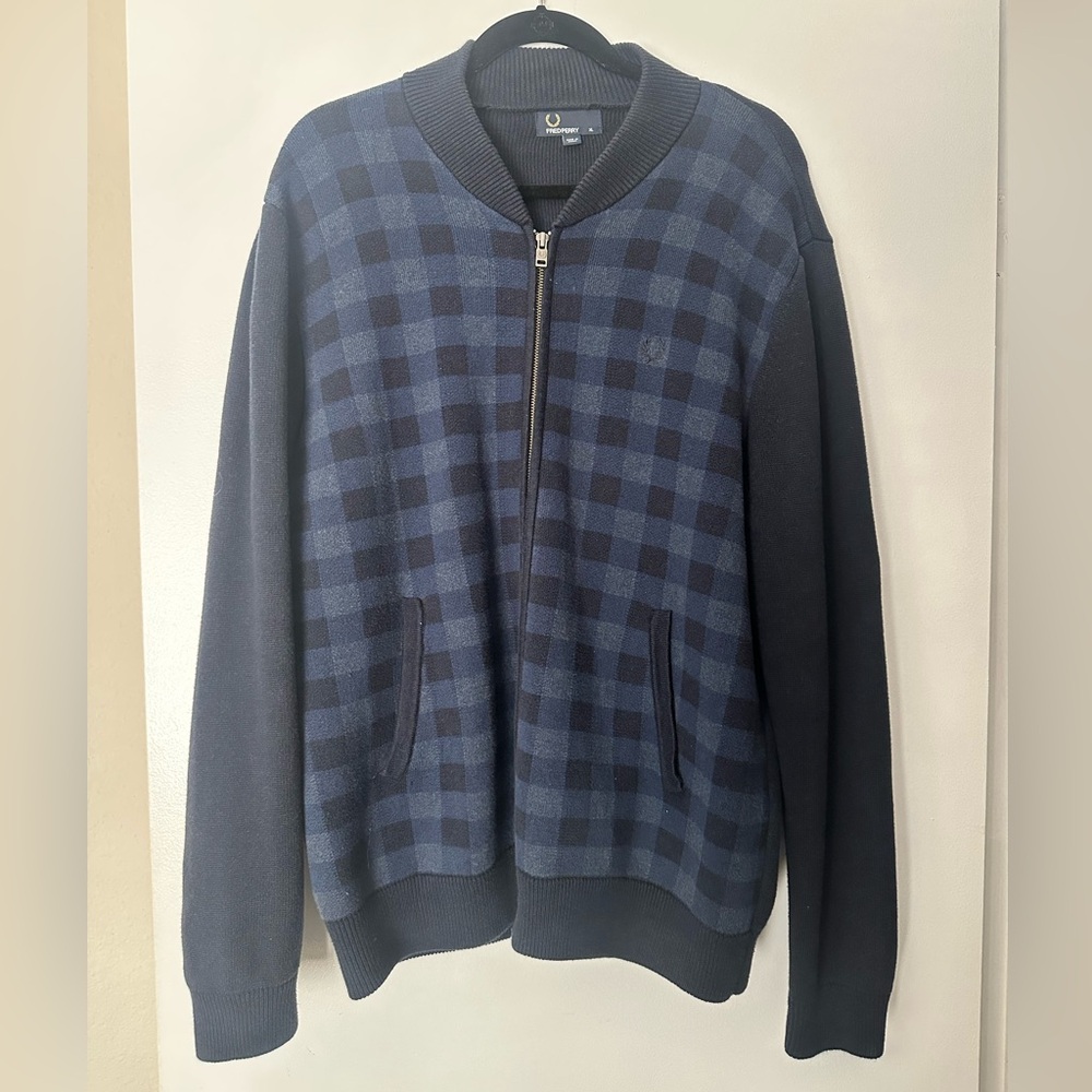 Fred Perry Navy zip sweater size XL